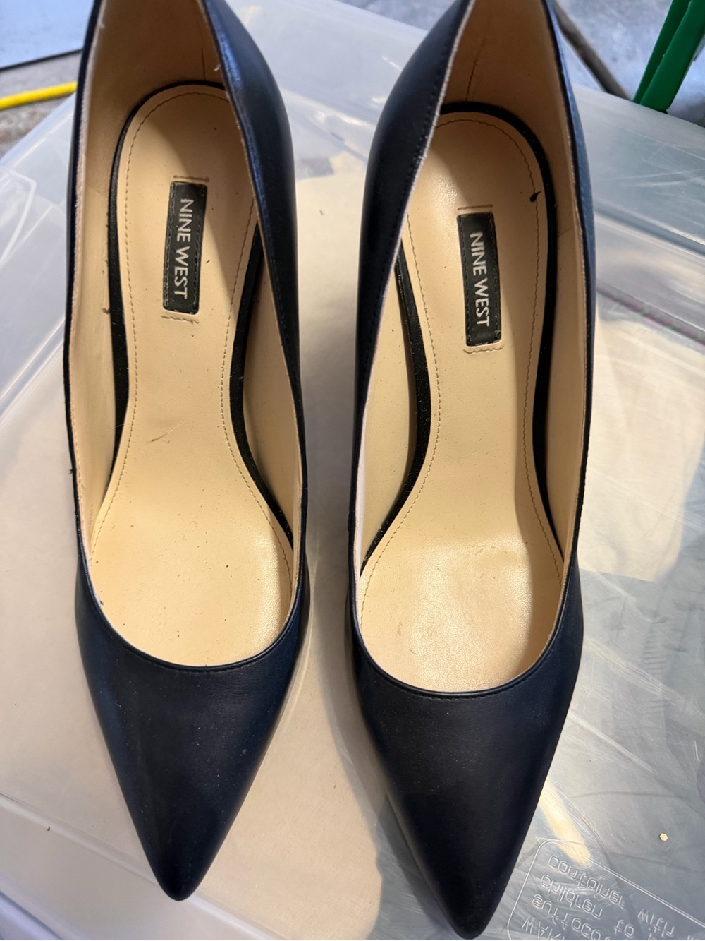 Nine West Black Pointed Leather Pumps